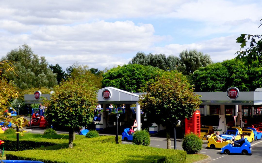 The mock Fiat garages at Legoland.