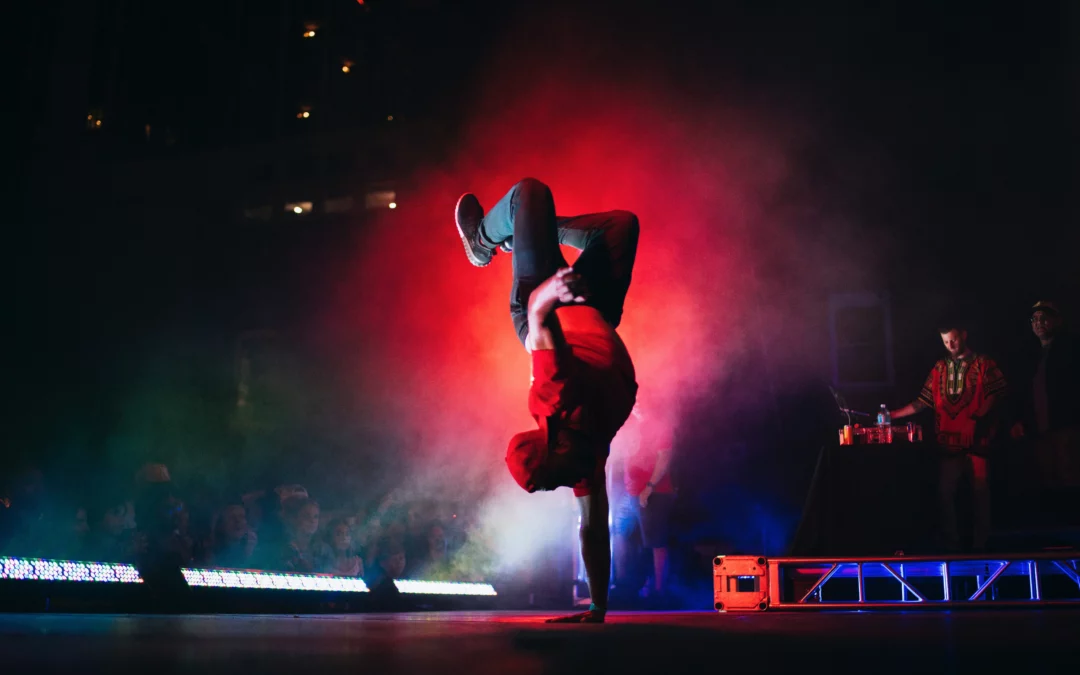 Street dancer performing on stage